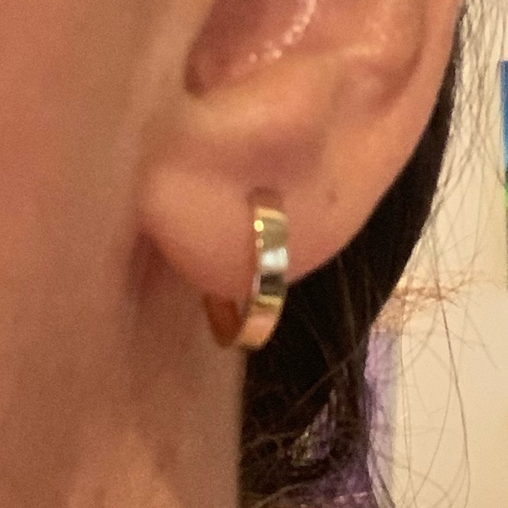 14k Yellow OR White Gold 3mm Hoop Earrings 14mm - Picture 6 of 15